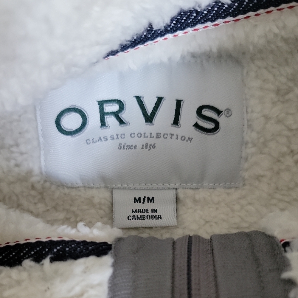 Orvis Black and White Quarter Zip Sweater Classic Design With Fleece Lined - Picture 4 of 7